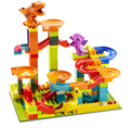 Dinosaur Marble Run Building Blocks Toy Set - Educational Race Track Construction Blocks with Light-Up Balls, Funnel Slides & Large Baseplate, STEM Early Learning Gift for Toddlers Boys & Girls