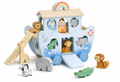 Wooden Noah’s Ark Shape Sorter Toy Set with Audio Sound Book - Educational Animal Matching Playset with Rolling Wheels, Figures & Ramp, STEM Montessori Learning Gift for Toddlers