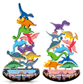 2-Player Dinosaur Balance Stacking Blocks Board Game - Wooden Stacking Toy Set with Rocking Bases, Educational STEM Fine Motor Skill Game, Birthday Gift for Kids, Toddlers & Family Night